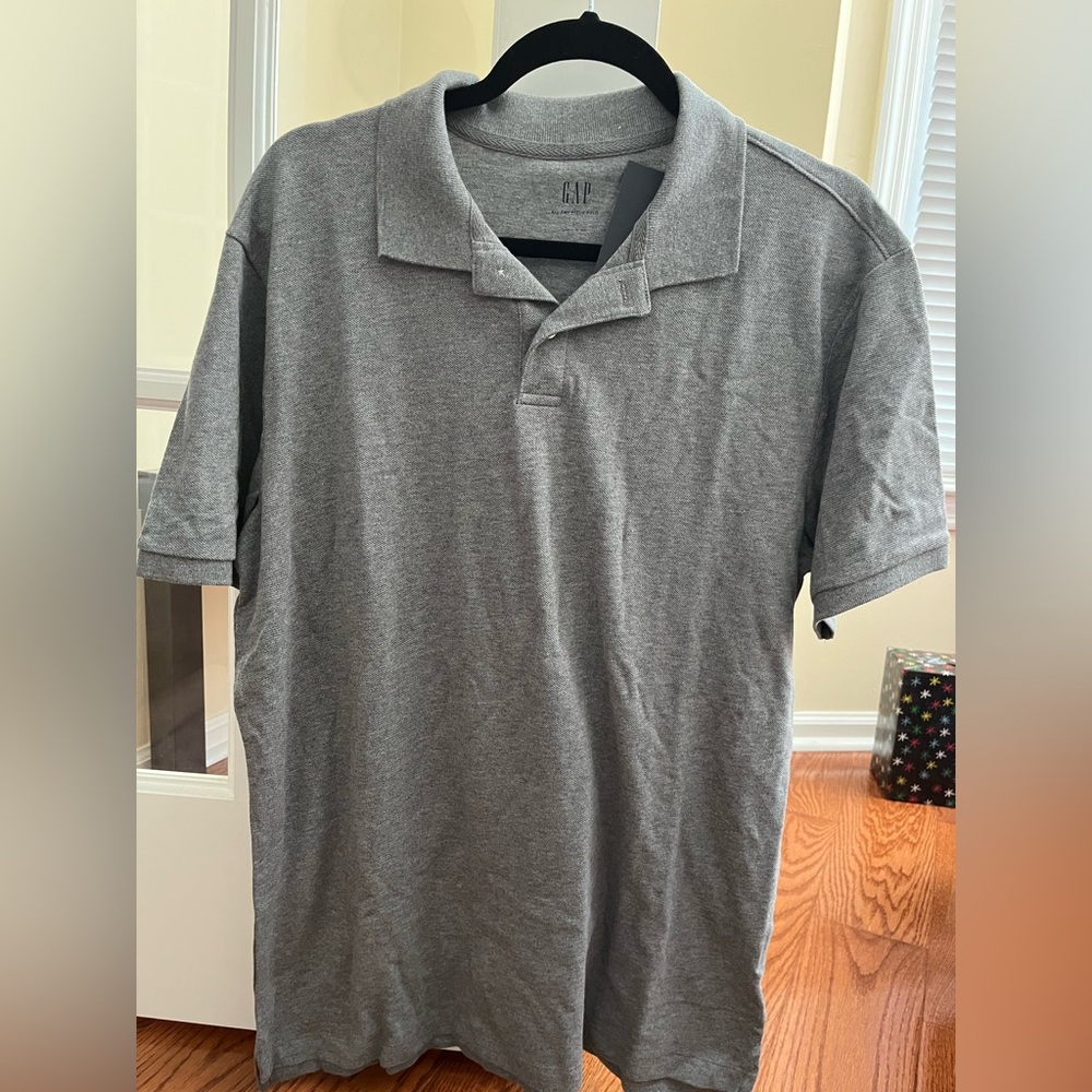 GAP Men's Classic Gray Pique Polo Shirt size L